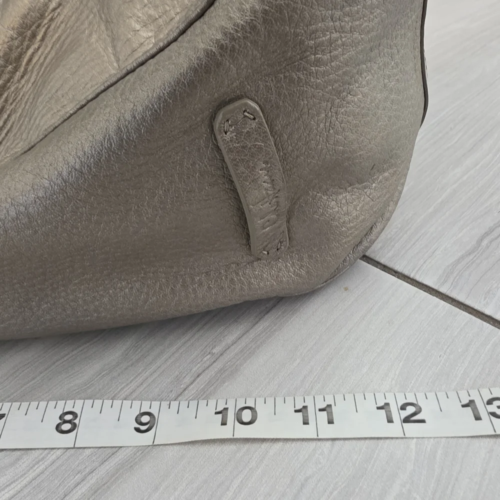Cole Haan Metallic Taupe Leather Hobo Shoulder Bag